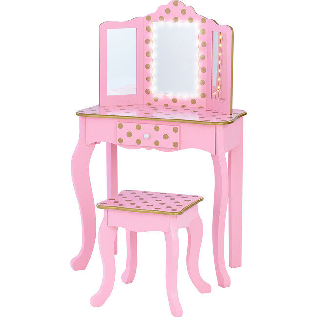 Fashion Polka Dot Prints Gisele Play Vanity Set, Pink/Gold