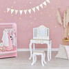 Fashion Polka Dot Prints Gisele Play Vanity Set with LED Mirror Light - White / Gold - Kids Seating - 3