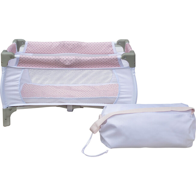 Olivia's Little World - Polka Dots Princess 3 in 1 Doll Nursery Set, Pink & Grey - Doll Accessories - 3