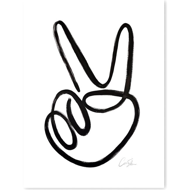 Peace Sign Hand Print, Black