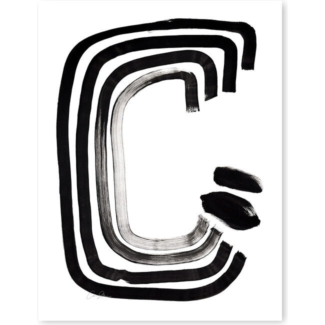 Modern Letter Mini Art Print, Black/White - Art - 3