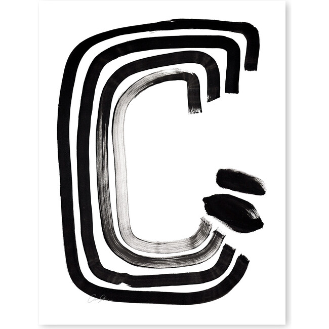 Modern Letter Medium Art Print, Black/White - Art - 3