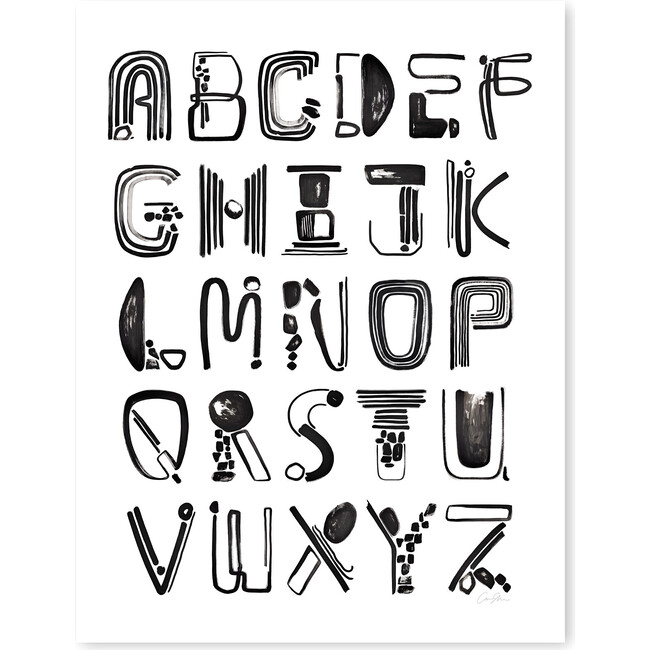 Modern Letter Medium Art Print, Black/White - Art - 9