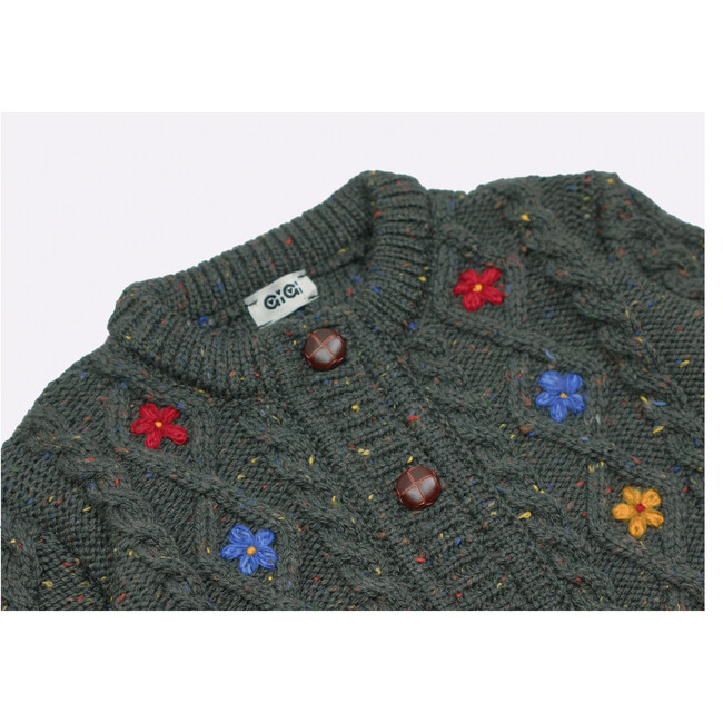 Wild Flower Cardi, Forest Green - Cardigans - 3