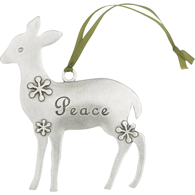Peace Deer Ornament, Pewter