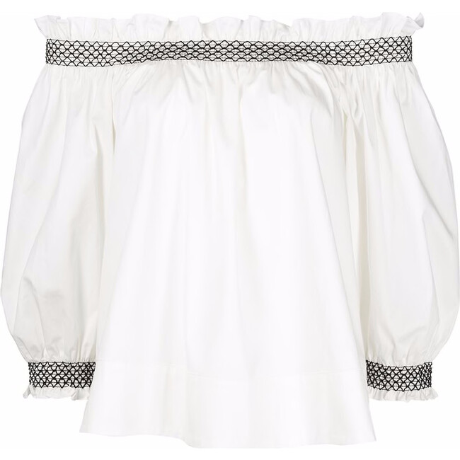 Women's Summer Off Shoulder Top, White - Blouses - 1