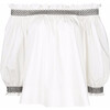 Women's Summer Off Shoulder Top, White - Blouses - 1 - thumbnail