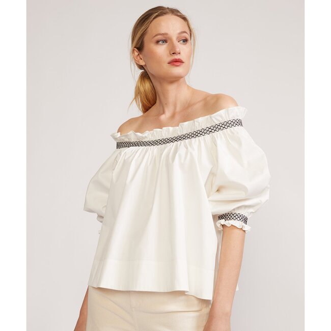 Women's Summer Off Shoulder Top, White - Blouses - 2