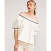 Women's Summer Off Shoulder Top, White - Blouses - 4