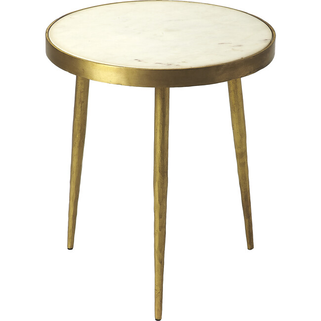 Triton Marble Accent Table, White/Gold
