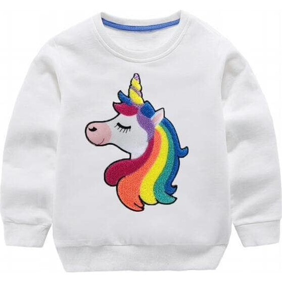 Happy Rainbow Unicorn Sweatshirt, White