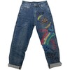 Happy Rainbow Crystal Jeans, Blue - Jeans - 1 - thumbnail