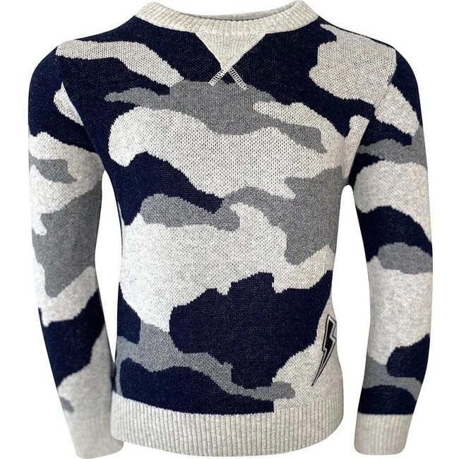 Grey Camo Flash Patch Sweater, Multi