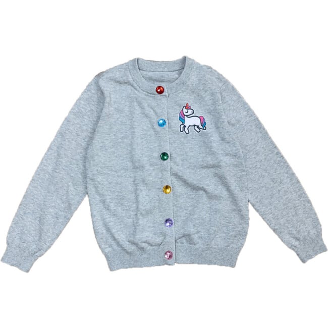 Grey Rainbow Gem Unicorn Cardigan, Grey - Cardigans - 2