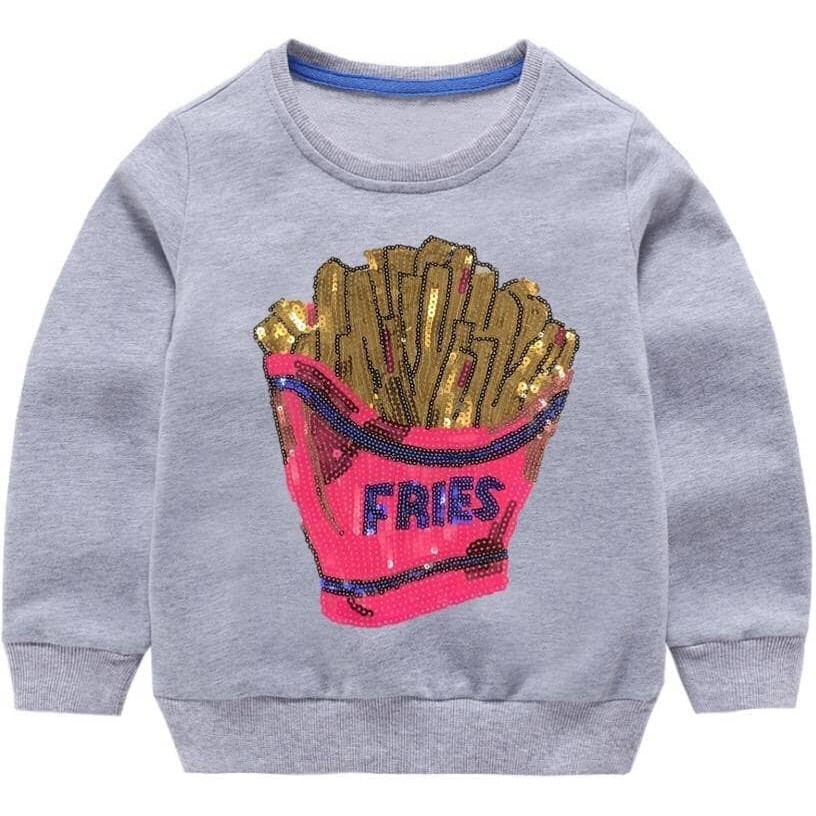French Fries Grey Sweatshirt, Grey - Sweatshirts - 1