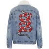 Denim Snake Sherpa Jacket, Blue - Jackets - 1 - thumbnail