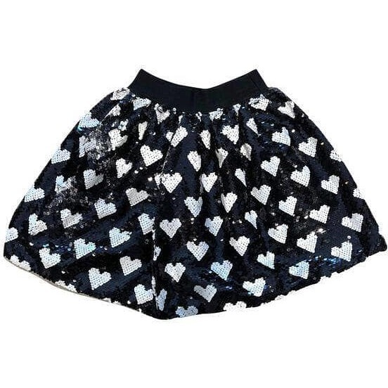 Black Sequin Hearts Skirt, Black