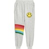 Smiley Rainbow Joggers, Grey - Pants - 1 - thumbnail