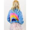 Rainbow Faux Fur Coat Baby Blue, Blue - Faux Fur Coats - 2