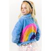 Rainbow Faux Fur Coat Baby Blue, Blue - Faux Fur Coats - 5