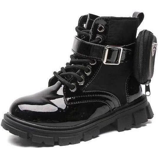 Patent Leather Combat Boots, OS