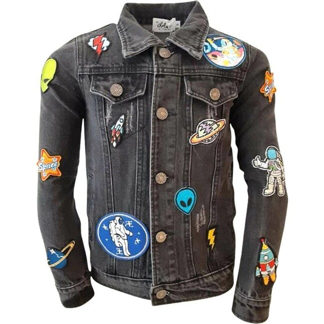 Interstellar Patched Denim Jacket, Black - Lola + The Boys