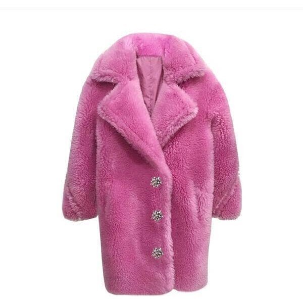 Hot Pink Crystal Teddy Coat, Pink
