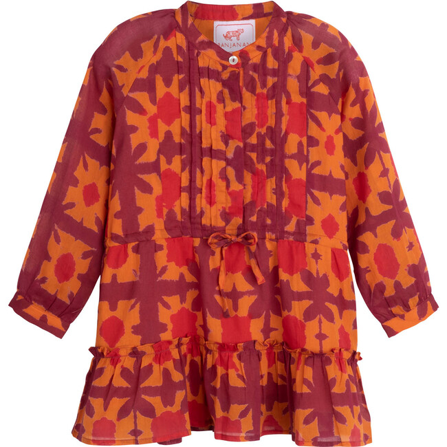 Bazaar Dress, Clamp Dye Jaffa Orange