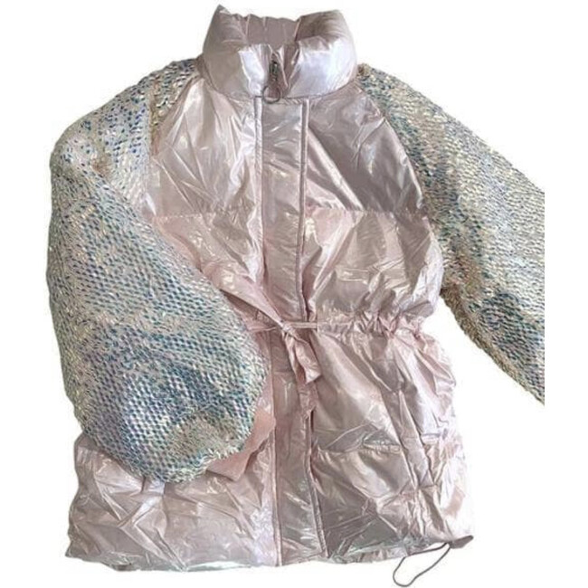 Mermaid Sleeve Puffer Coat, Pink