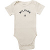 Ribbed Short Sleeve Milking It® Bodysuit, Organic Oat - Onesies - 1 - thumbnail