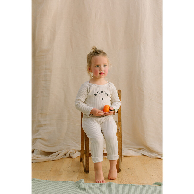 Milking It® Ribbed Bodysuit, Organic Oat - Onesies - 3