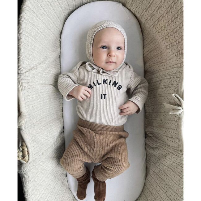 Milking It® Ribbed Bodysuit, Organic Oat - Onesies - 5
