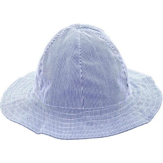 Baby Sun Hat, Navy Seersucker Stripe - Hats - 1
