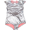 Venezuela One Piece Swimsuit, Silver Pink Bows - One Pieces - 1 - thumbnail