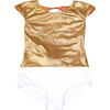 Venezuela One Piece Swimsuit, Gold And White Colorblock - One Pieces - 1 - thumbnail