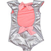 Venezuela One Piece Swimsuit, Silver Pink Bows - One Pieces - 3
