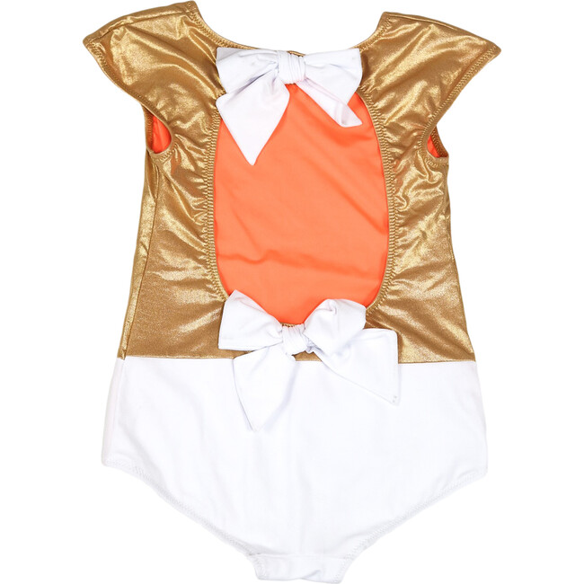 Venezuela One Piece Swimsuit, Gold And White Colorblock - One Pieces - 3