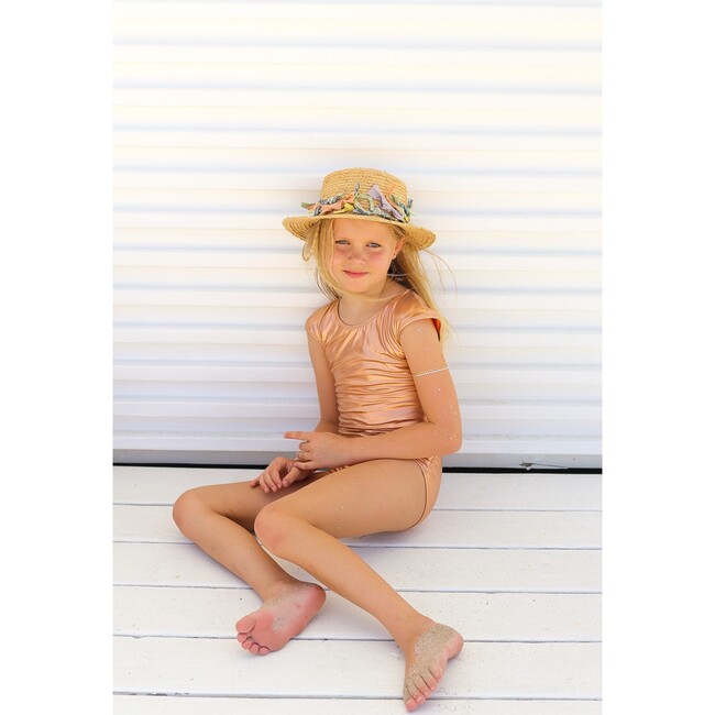Venezuela One Piece Swimsuit, Bronze Purple Bows - One Pieces - 4