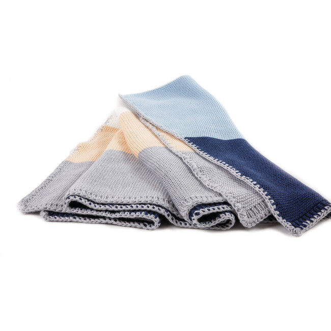 Colorblock Blanket, Blue Combo