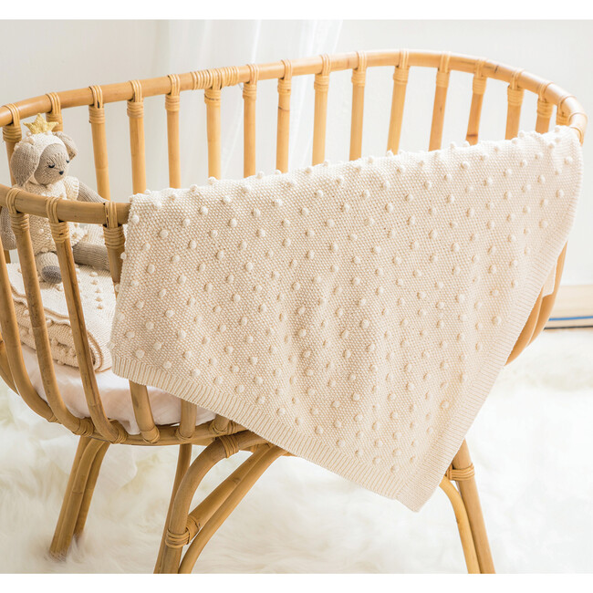 Handknit Bobble Blanket, Natural