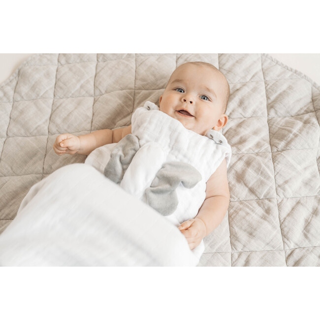 Non Weighted Tummy Sleeper Wearable Lovey Blanket, White and Gray - Blankets - 6