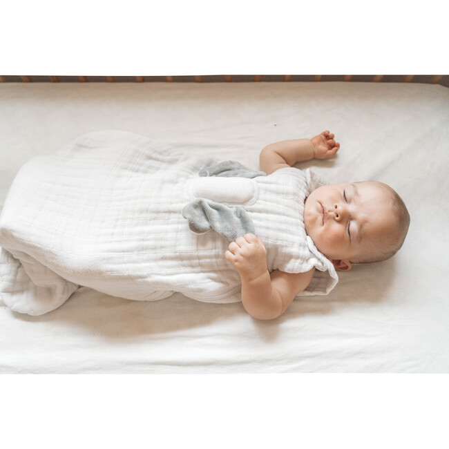 Wearable Lovey Blanket, White and Gray - Blankets - 7