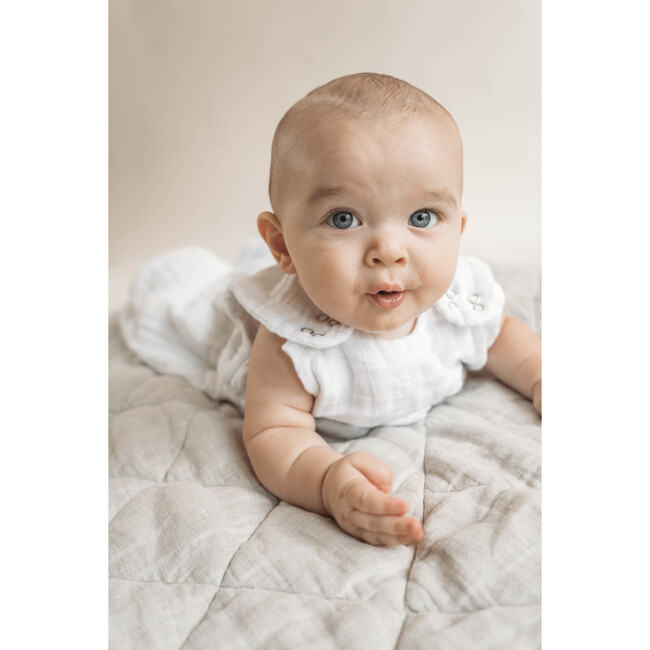 Non Weighted Tummy Sleeper Wearable Lovey Blanket, White and Gray - Blankets - 7
