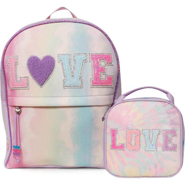 Tie Dye LOVE Backpack and Lunch Bag Set, Lavender - Backpacks - 1