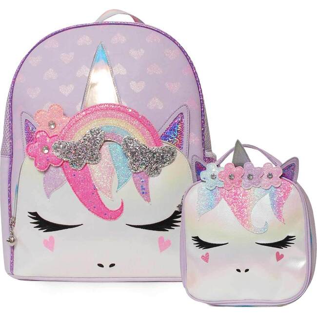 Miss Gwen Rainbow Butterfly Crown Backpack and Lunch Bag Set, Lavender
