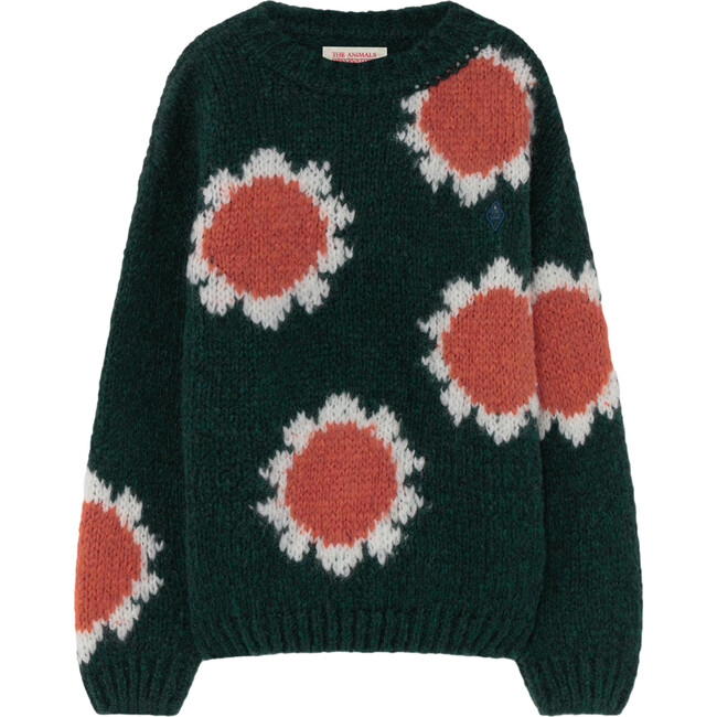 Flowers Bull Sweater, Green Logo
