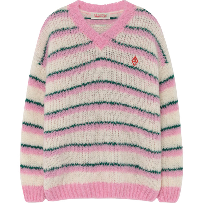 Stripes Toucan Sweater, Pink Logo