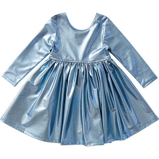 Liza Lame Dress, Dusty Blue Metallic - Dresses - 1