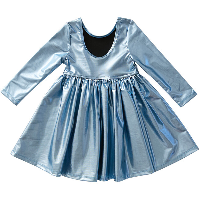 Liza Lame Dress, Dusty Blue Metallic - Dresses - 4