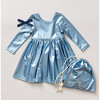 Liza Lame Dress, Dusty Blue Metallic - Dresses - 5